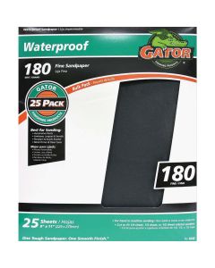 Gator Waterproof 9 In. x 11 In. 180 Grit Fine Sandpaper (25-Pack)