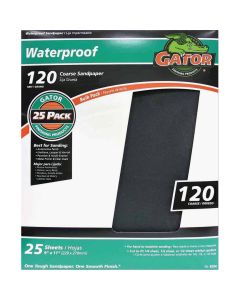 Gator Waterproof 9 In. x 11 In. 120 Grit Coarse Sandpaper (25-Pack)