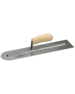 Marshalltown 4 In. x 16 In. High Carbon Steel Rounded Finishing Trowel with Curved Wood Handle