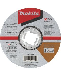 Makita X-LOCK Type 1 5 In. x 0.045 In. x 7/8 In. Metal Thin Cut-Off Wheel