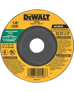 DEWALT HP Type 27 4-1 In. x 1/8 In. x 7/8 In. Masonry Cut-Off Wheel