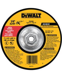 DEWALT HP Type 27 7 In. x 1/4 In. x 5/8 In.-11 Metal Grinding Cut-Off Wheel