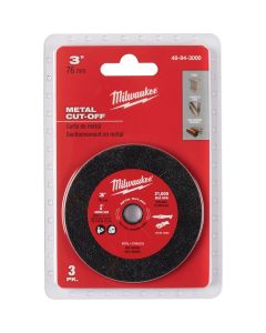 Milwaukee Type 1 3 In. x 0.04 In. x 3/8 In. Metal/Stainless Cut-Off Wheel (3-Pack)