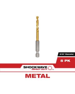 Milwaukee SHOCKWAVE RED HELIX Impact Duty 3/16 In. Titanium Hex Shank Drill Bit (5-Pack)