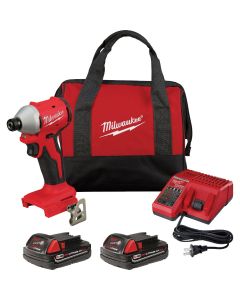 Milwaukee M18 Brushless 1/4 In. Hex Compact Cordless Impact Driver Kit with (2) 2.0 Ah Batteries & Charger