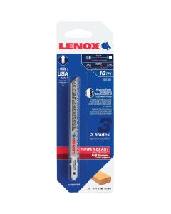 Lenox T-Shank 4 In. x 10 TPI High Carbon Steel Jig Saw Blade, Downcut Soft Wood (3-Pack)