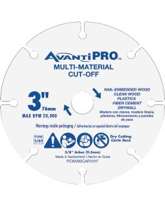 AvantiPRO Type 1 Carbide Grit 3 In. x 1.0 mm x 3/8 In. Multi-Material Cut-Off Wheel