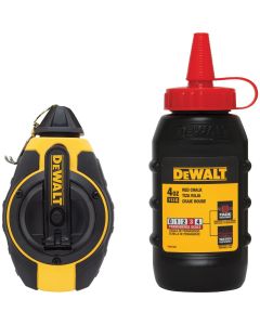 DEWALT 100 Ft. Chalk Line Reel and Chalk, Red