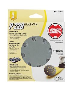 Gator 5 In. 220-Grit 8-Hole Pattern Vented Sanding Disc with Hook & Loop Backing (15-Pack)