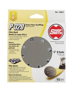 Gator 5 In. 320-Grit 8-Hole Pattern Vented Sanding Disc with Hook & Loop Backing (15-Pack)