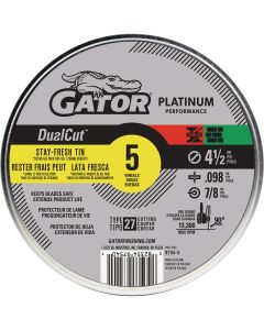Gator Blade DualCut Type 27 4-1/2 In. x 0.098 In. x 7/8 In. Steel/Stainless/Wall Tile Cut-Off Wheel (5-Pack)