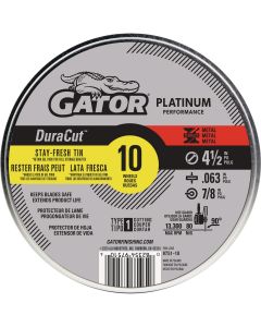 Gator Blade DuraCut Type 1 4-1/2 In. x 0.063 In. x 7/8 In. Metal/Stainless Cut-Off Wheel (10-Pack)