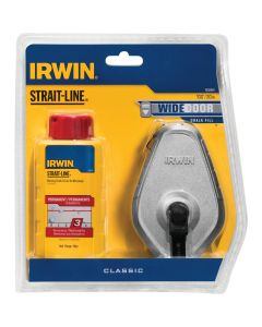 Irwin STRAIT-LINE 100 Ft. Classic Chalk Line Reel and Chalk, Red