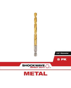 Milwaukee SHOCKWAVE RED HELIX Impact Duty 1/4 In. Titanium Hex Shank Drill Bit (5-Pack)
