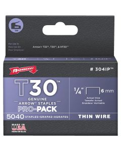 Arrow T30 Pro-Pack Thin Wire Staple, 1/4 In. (5040-Pack)