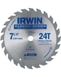 Irwin Classic Series 7-1/4 In. 24-Tooth Framing/Ripping Circular Saw Blade, Bulk