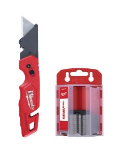 Milwaukee FASTBACK Folding Utility Knife w/Storage and 50-Piece General Purpose Blades