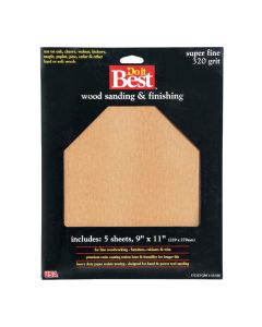 Do it Best Bare Wood 9 In. x 11 In. 320 Grit Super Fine Sandpaper (5-Pack)