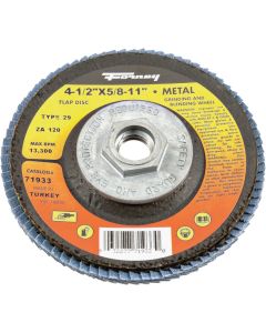 Forney 4-1/2 In. x 5/8 In.-11 120-Grit Type 29 Blue Zirconia Angle Grinder Flap Disc