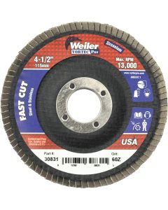 Weiler Vortec 4-1/2 In. x 7/8 In. 60-Grit Type 29 Angle Grinder Flap Disc