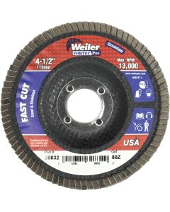 Weiler Vortec 4-1/2 In. x 7/8 In. 80-Grit Type 29 Angle Grinder Flap Disc