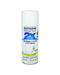 12 Oz Rust-Oleum 334048 Gloss White Painter's Touch 2X Ultra Cover Paint + Primer Spray Paint, Gloss