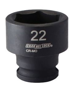 Channellock 3/8 In. Drive 22 mm 6-Point Shallow Metric Impact Socket
