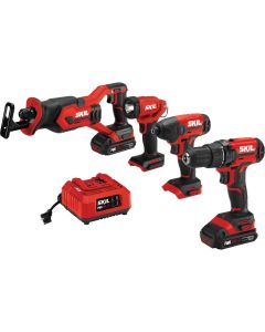 SKIL 4-Tool PWRCore 20 Volt Lithium-Ion Drill/Driver, Impact Driver, Reciprocating Saw & Area Light Cordless Tool Combo