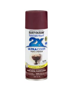 Rust-Oleum Painter's Touch 2X Ultra Cover 12 Oz. Satin Paint + Primer Spray Paint, Claret Wine