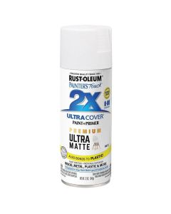 12 Oz Rust-Oleum 331181 White Painter's Touch 2X Ultra Cover Paint + Primer Spray Paint, Matte