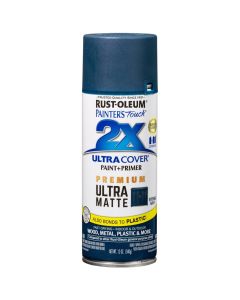 12 Oz Rust-Oleum 331183 Evening Navy Painter's Touch 2X Ultra Cover Paint + Primer Spray Paint, Matte