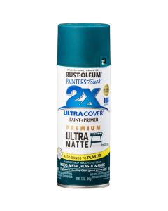 12 Oz Rust-Oleum 331185 Deep Teal Painter's Touch 2X Ultra Cover Paint + Primer Spray Paint, Matte