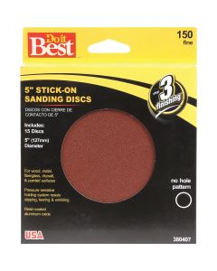 Do it Best 5 In. 150 Grit Stick-On Sanding Disc (15-Pack)