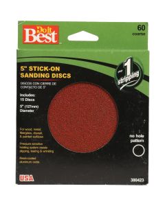 Do it Best 5 In. 60 Grit Stick-On Sanding Disc (15-Pack)