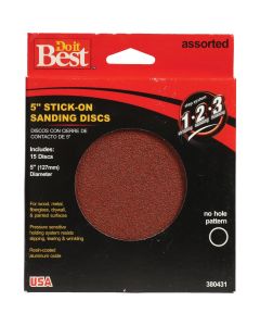 Do it Best 5 In. 150/100/60 Grit Stick-On Sanding Disc (15-Pack)