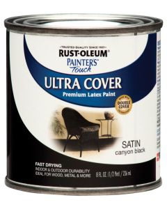 1/2 Pt Rust-Oleum 267249 Canyon Black Painter's Touch 2X Ultra Cover Premium Latex Paint, Satin