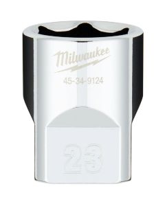 Milwaukee 1/2 In. Drive 23 mm 6-Point Shallow Metric Socket with FOUR FLAT Sides