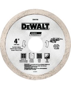 DEWALT High Performance 4 In. Continuous Rim Dry/Wet Tile Diamond Blade