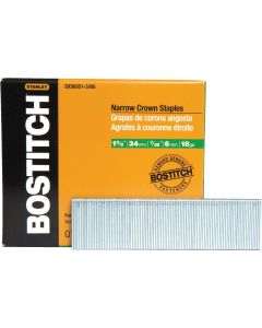 Bostitch 18-Gauge Galvanized Narrow Crown Finish Staple, 7/32 In. x 1-3/8 In. (3000 Ct.)