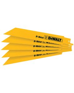 DeWalt 6 In. 24 TPI Thin Metal Reciprocating Saw Blade (5-Pack)