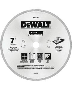 DEWALT High Performance 7 In. Continuous Rim Dry/Wet Tile Diamond Blade