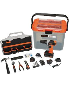 Black & Decker 20-Volt MAX Lithium-Ion Cordless Drill/Driver & 63-Piece Hand Tool & Accessory Home Project Kit