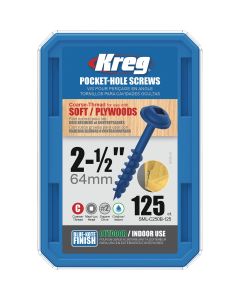 Kreg Blue-Kote #8 2-1/2 In. Coarse Maxi-Loc Washer Head Pocket Hole Screw (125 Ct.)