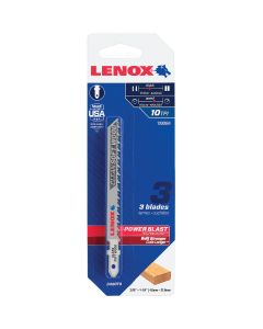 Lenox T-Shank 4 In. x 10 TPI High Carbon Steel Jig Saw Blade, Clean Soft Wood (3-Pack)
