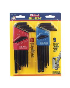 Eklind Standard and Metric Ball-End Hex Key Wrench Set, 22-Piece