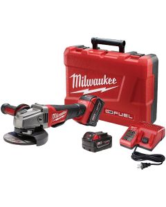 Milwaukee M18 FUEL 18-Volt Lithium-Ion 4-1/2 In - 5 In. Brushless Cordless Angle Grinder Kit with Paddle Switch, No-Lock