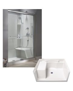 Sterling Accord 48 In. W x 36 In. D Center Drain Seated Shower Floor & Base in White