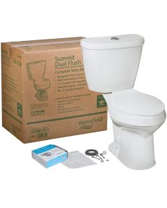Mansfield Summit SmartHeight White Elongated Bowl 1.1 or 1.6 GPF Dual Flush Toilet Kit