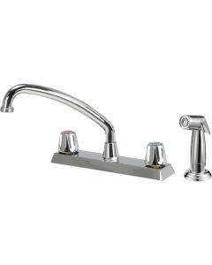 Home Impressions Dual Handle Metal Knob Kitchen Faucet with Side Spray, Chrome