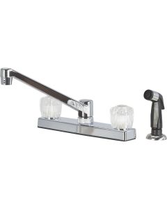 Home Impressions Dual Handle Nonmetallic Knob Kitchen Faucet with Side Spray, Chrome